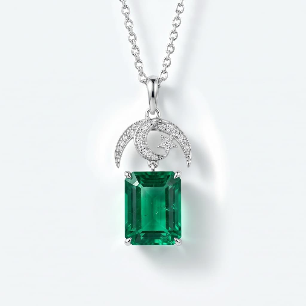 Celestial Drop Pendant, Emerald Edition