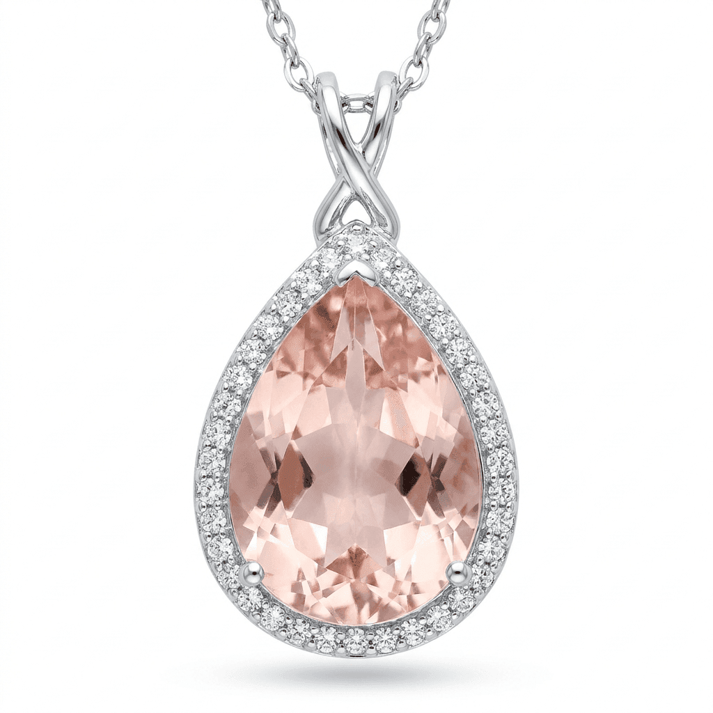 Celestial Drop Pendant, Morganite Edition