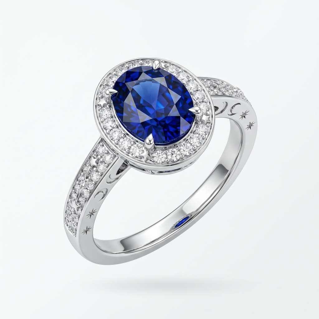 Celestial Solitaire Ring, Sapphire Edition