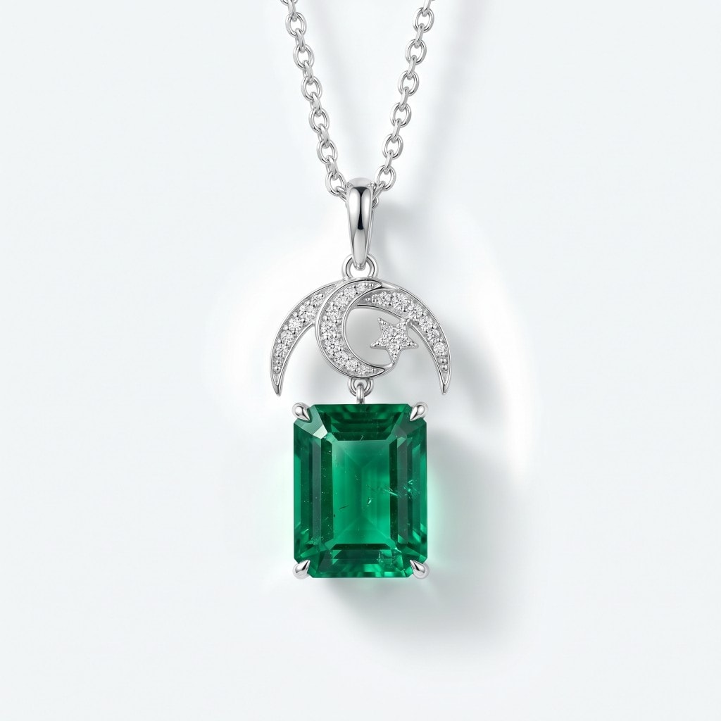 Celestial Drop Pendant — Emerald Edition