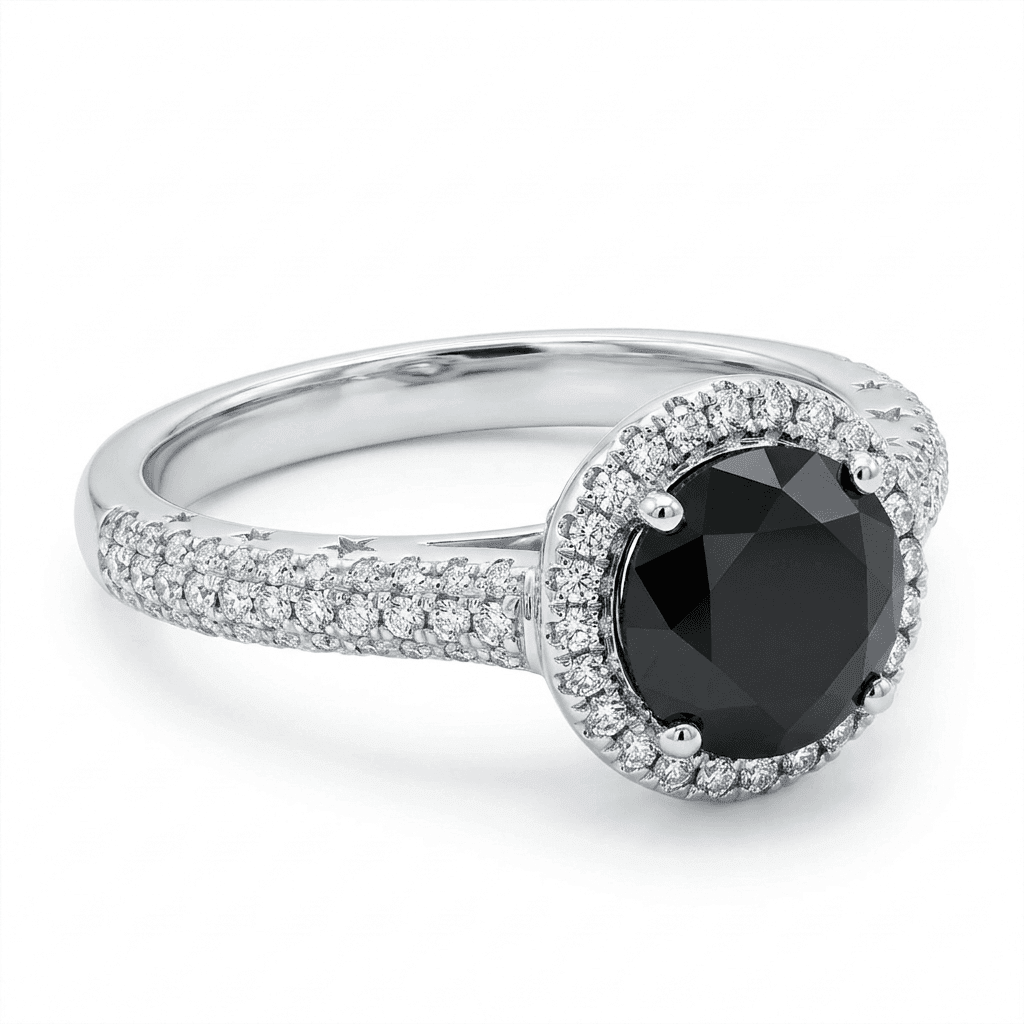 Celestial Solitaire Ring — Black Diamond Edition