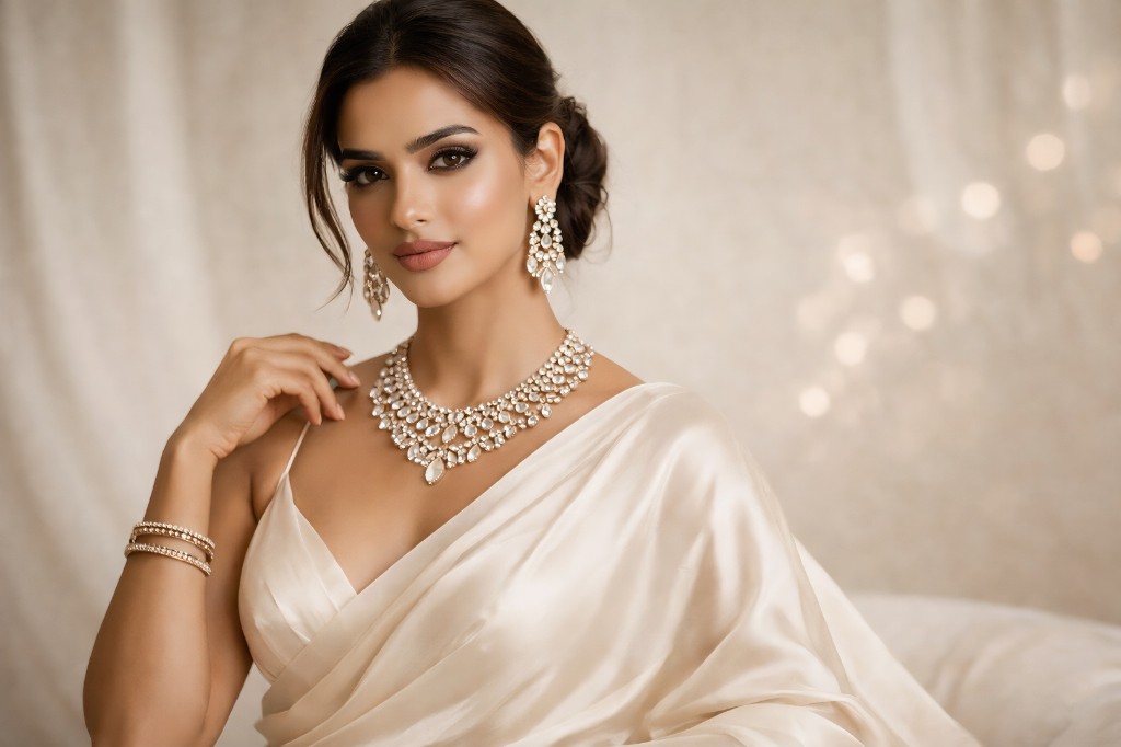 Model wearing IVÊLO sterling silver jewelry